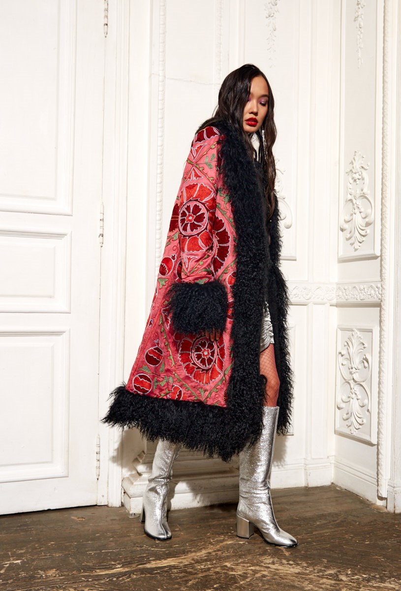 Шелковое пальто PINK GLOSS - фото 77878