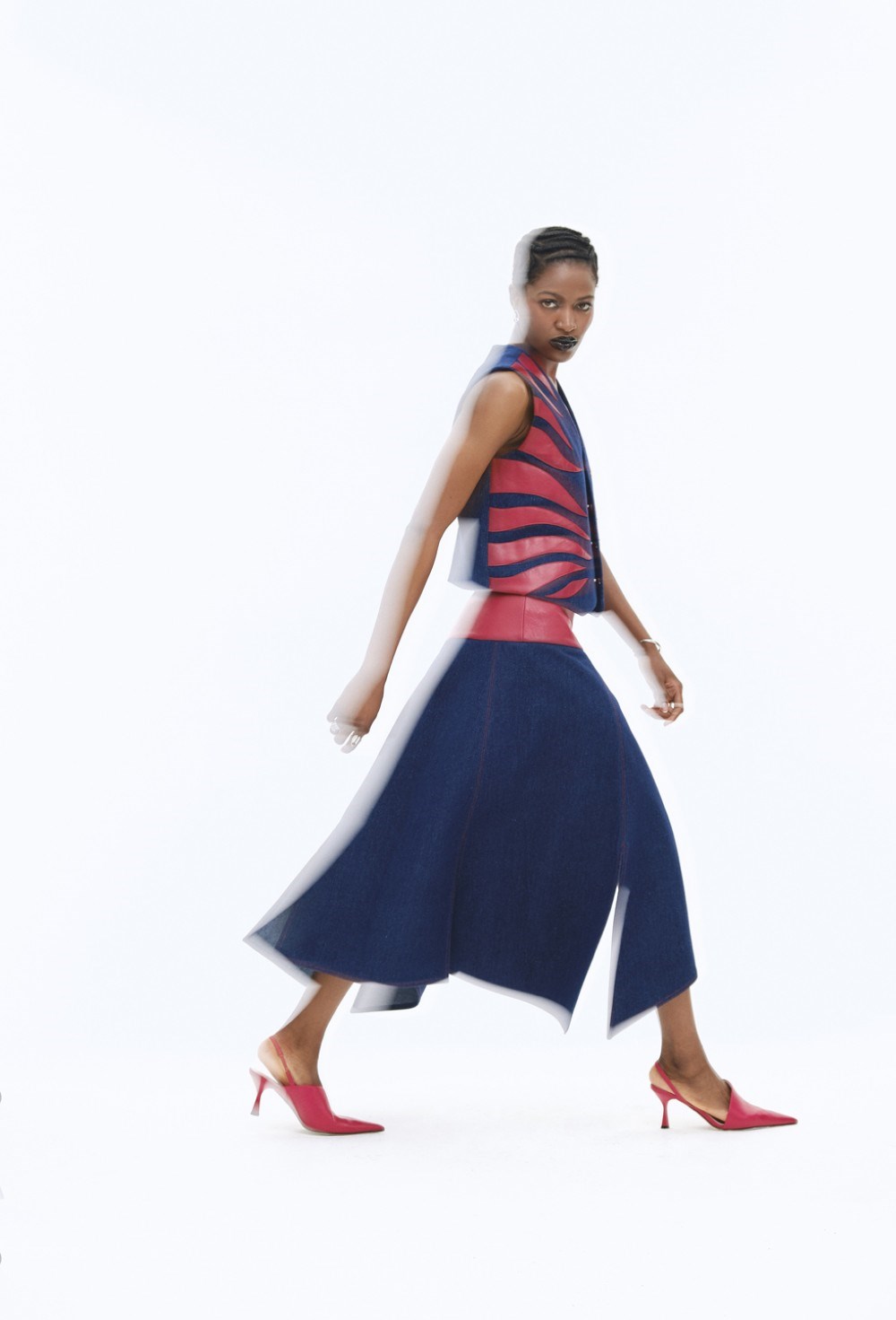 Юбка из денима с кожей Joan - фото 79273