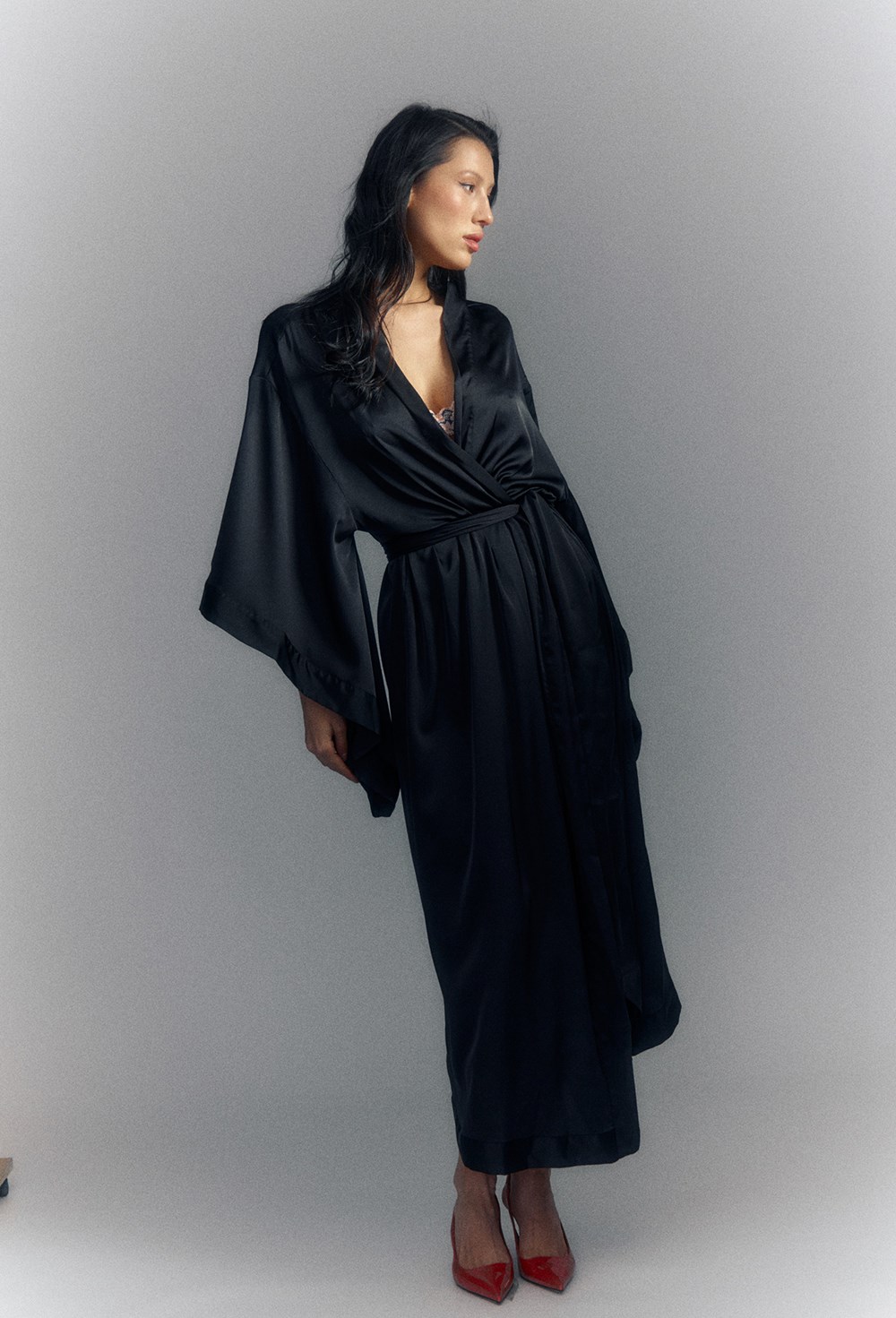 Шелковый халат-кимоно - фото 80566