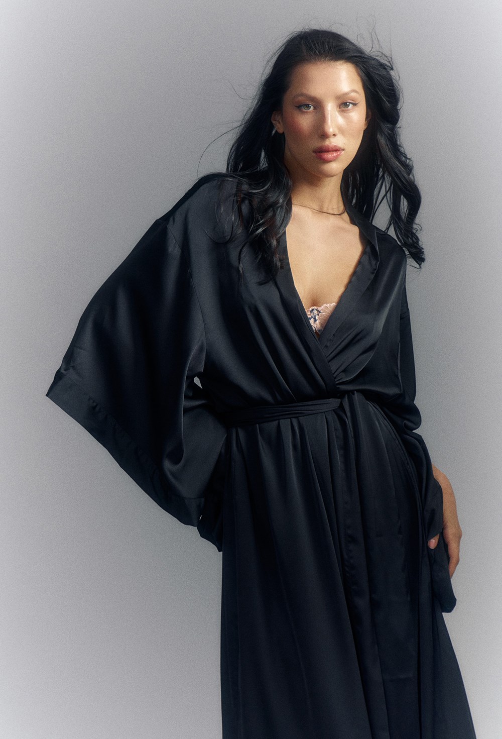 Шелковый халат-кимоно - фото 80567