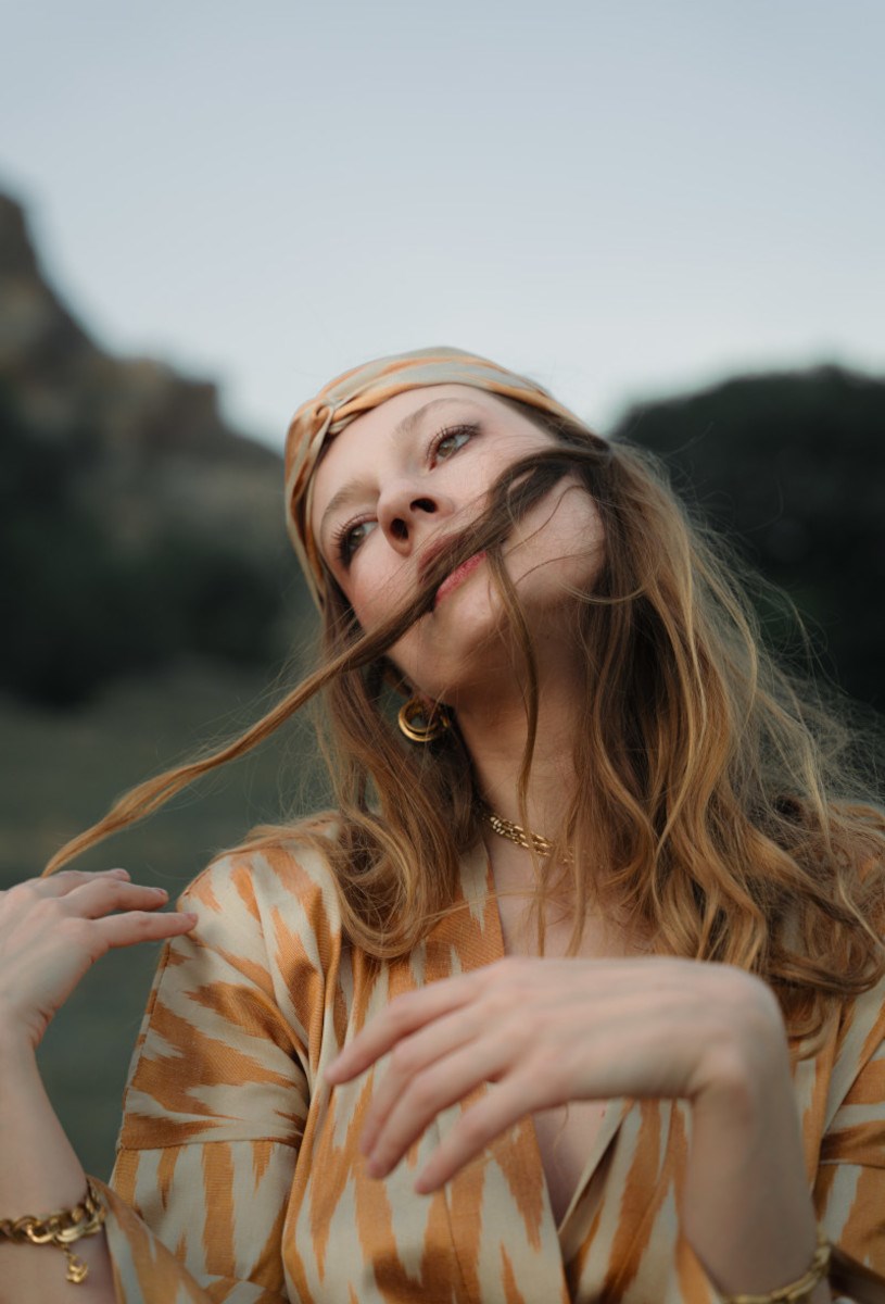 Шелковый кафтан ZIGZAG GOLD - фото 81340