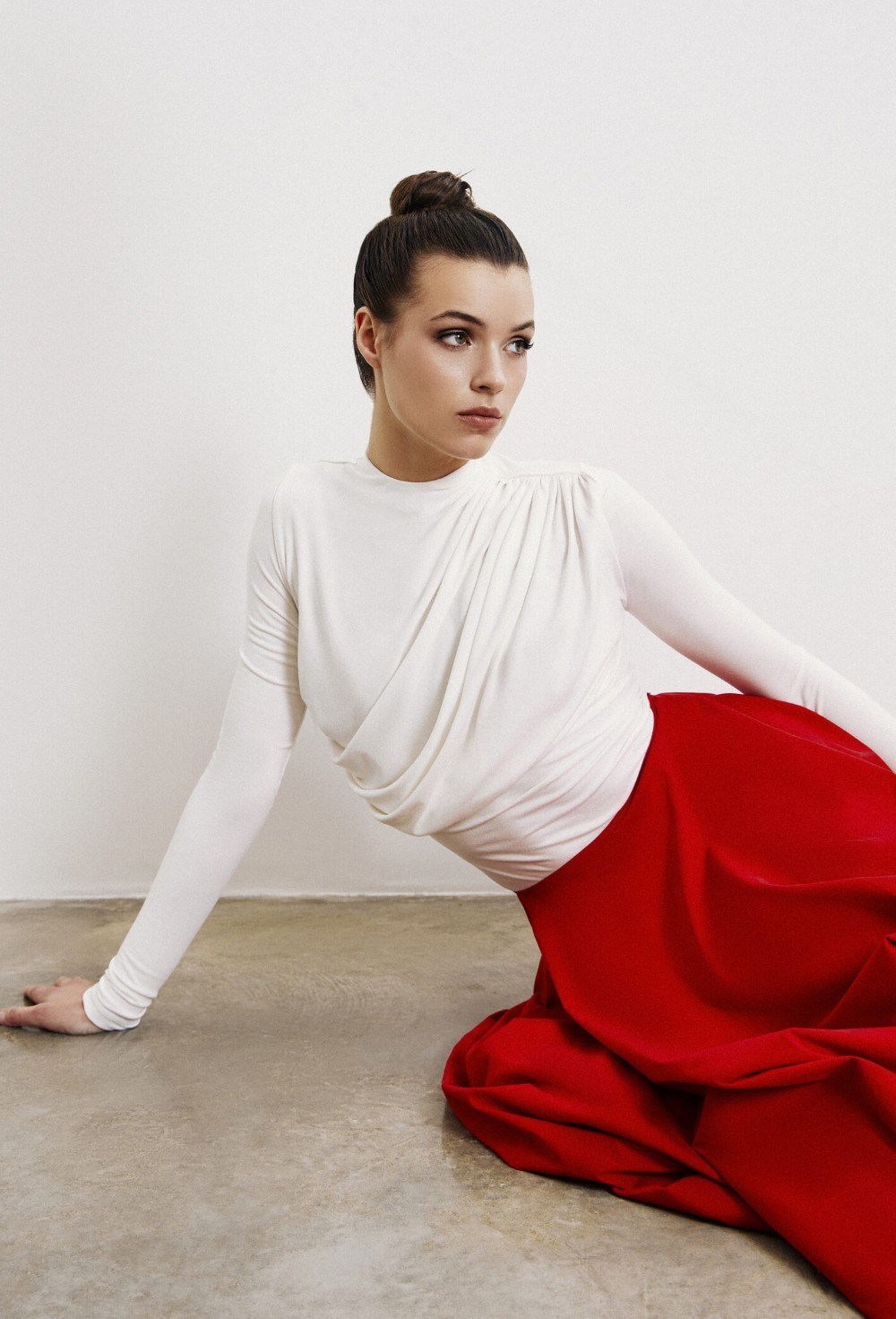 Лонгслив с драпировками - фото 82877