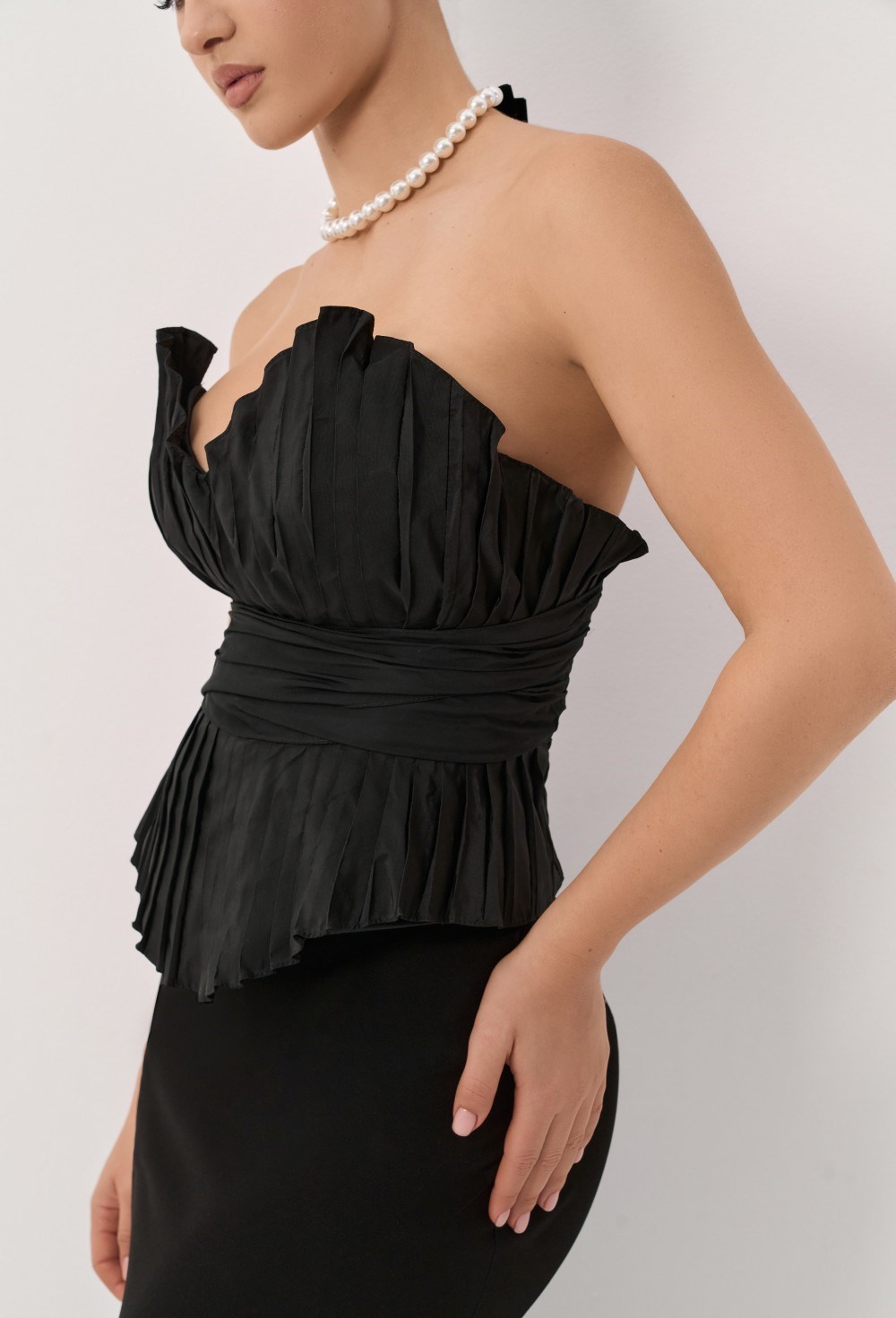 Черный корсет в складку - фото 83265