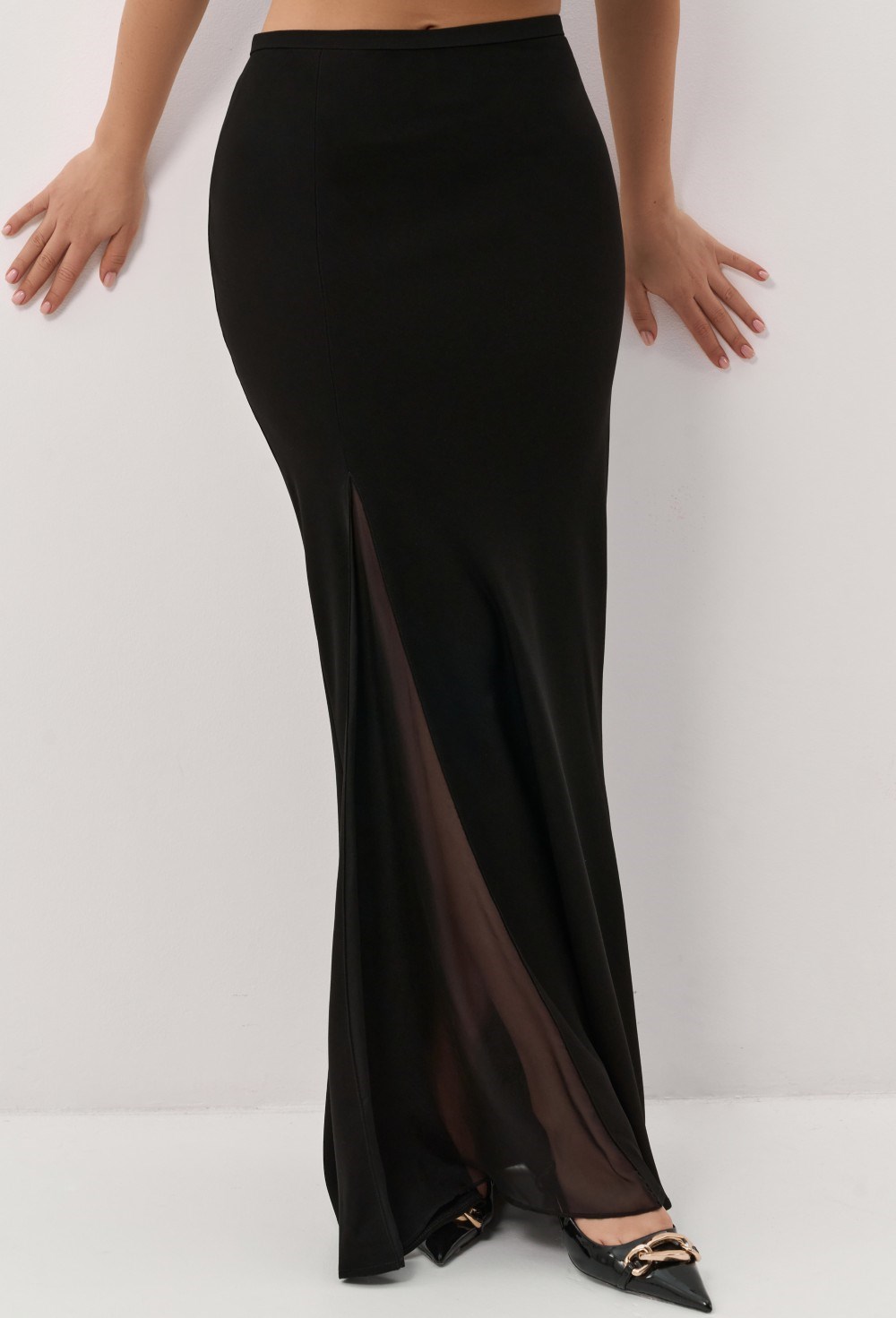 Юбка макси с шелковой вставкой - фото 83288