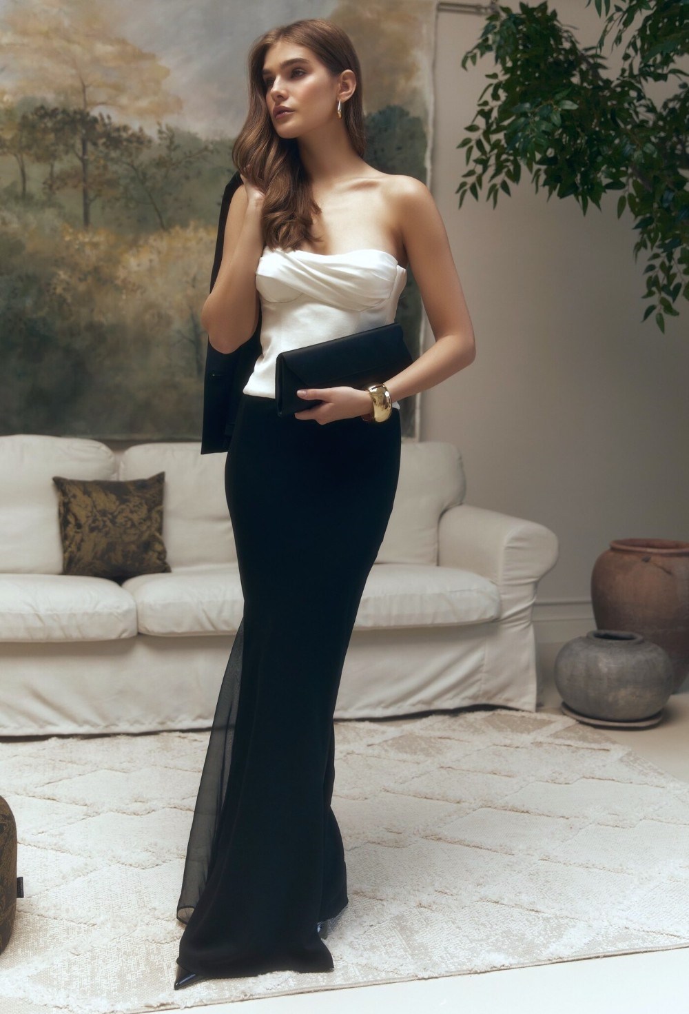 Юбка макси с шелковой вставкой - фото 83291