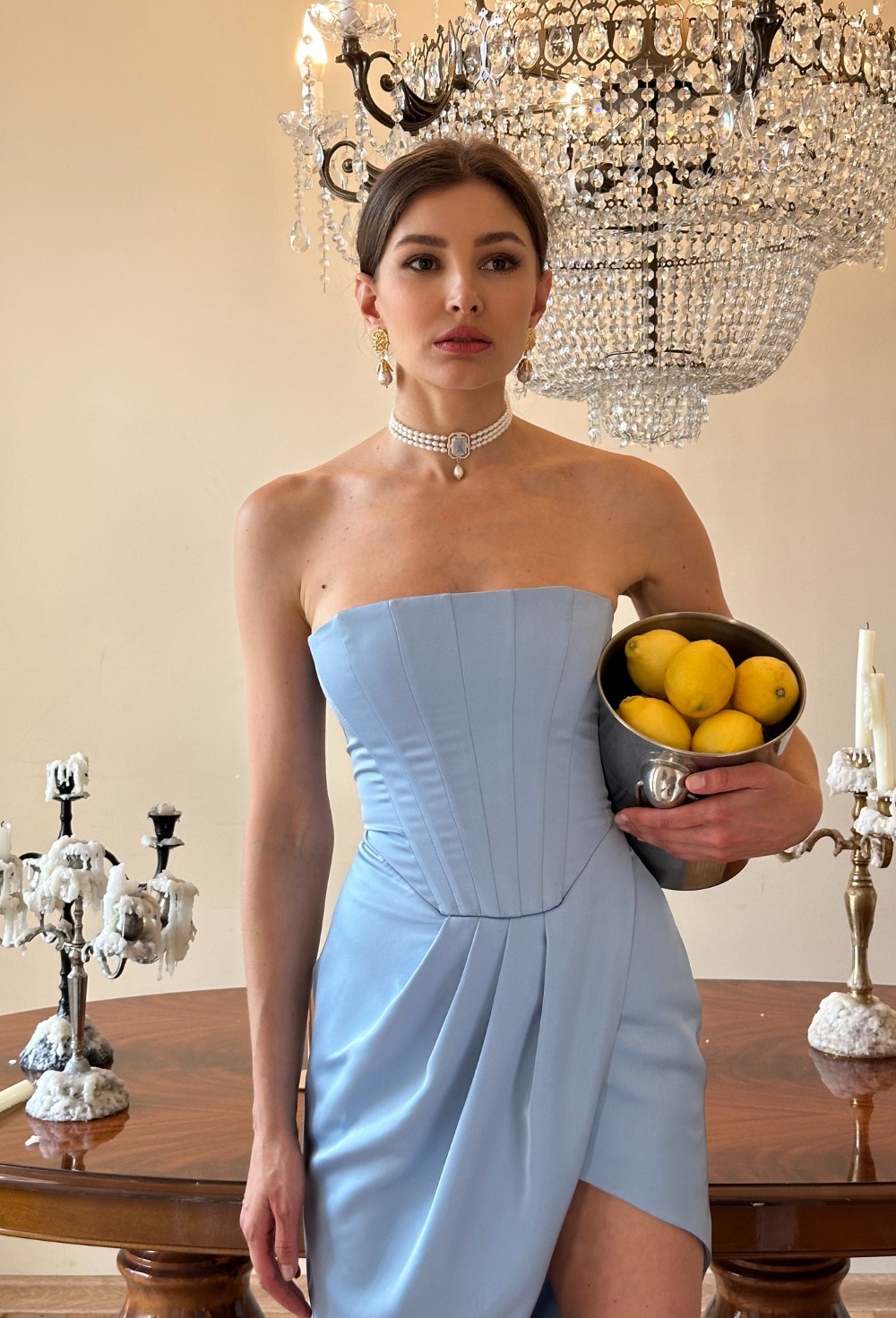 Корсетное платье голубое - фото 83862