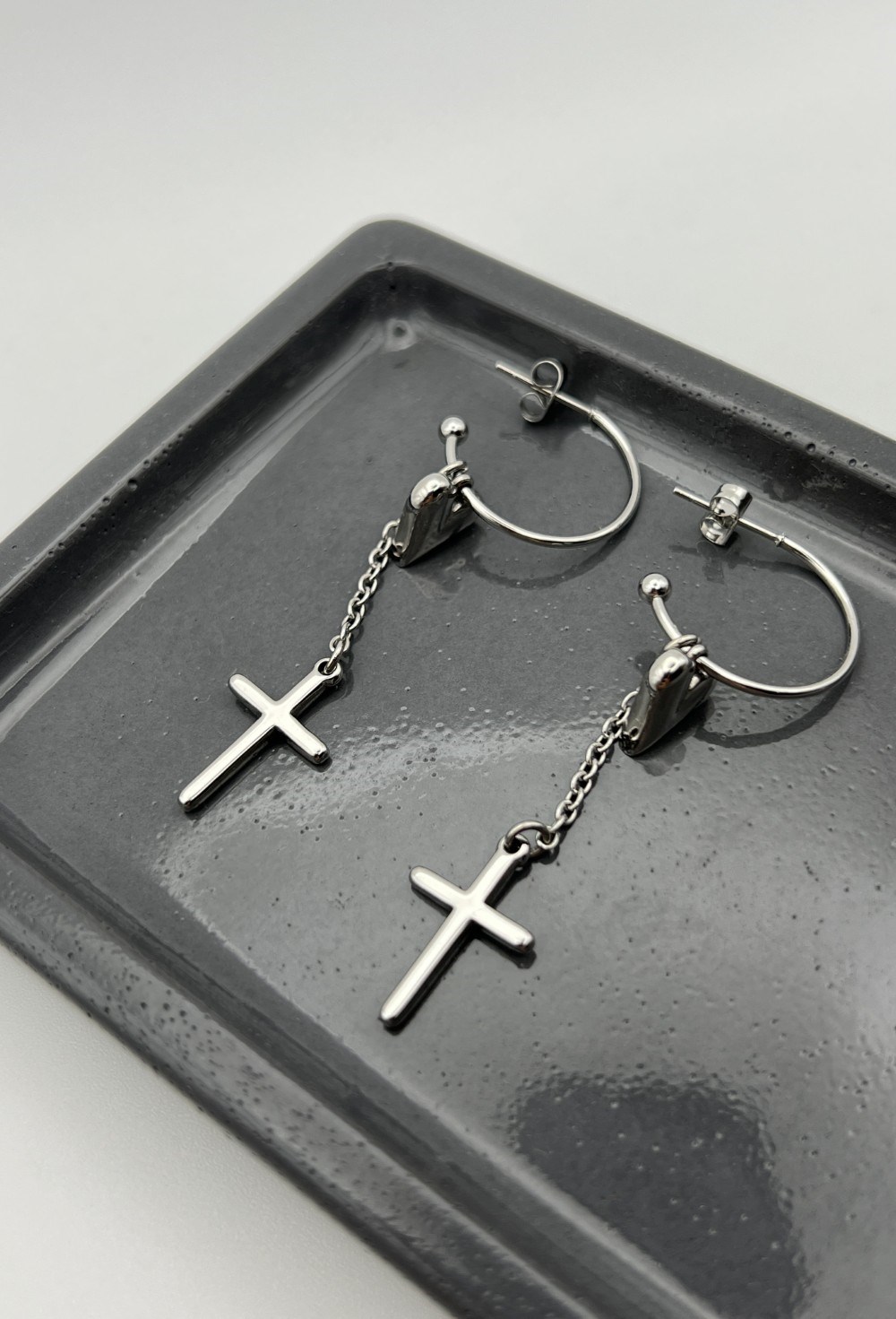 Серьги с сердцем и крестом - фото 83878