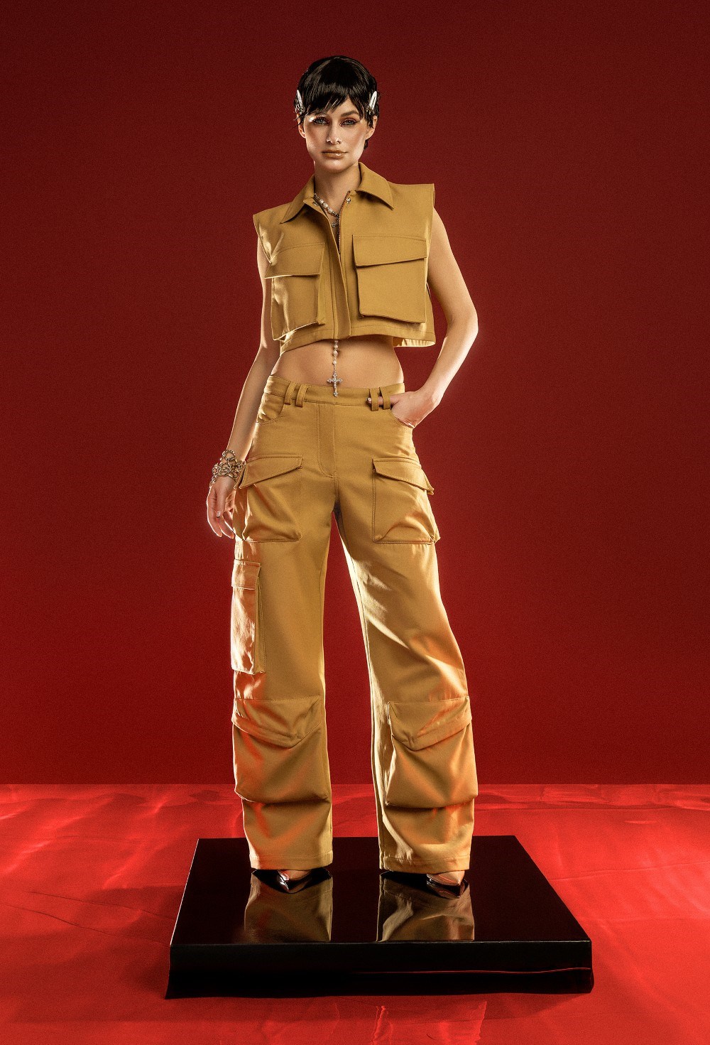 Брюки-карго из плотного хлопка - фото 84139