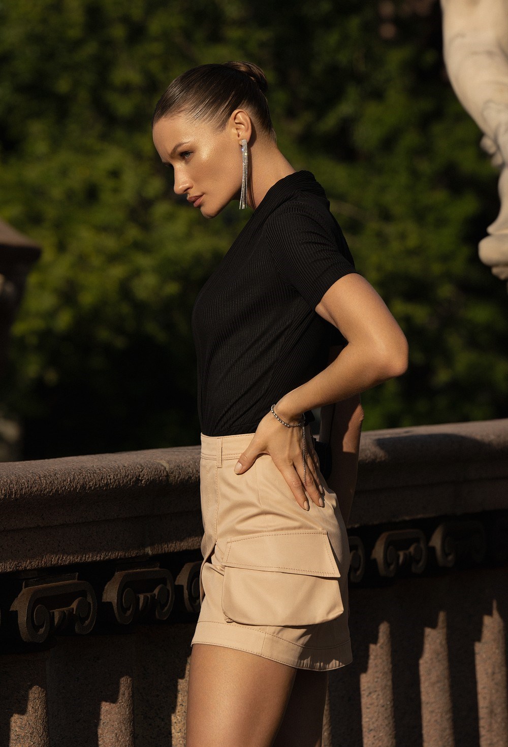 Юбка на высокой посадке с карманом-сумочкой - фото 84237