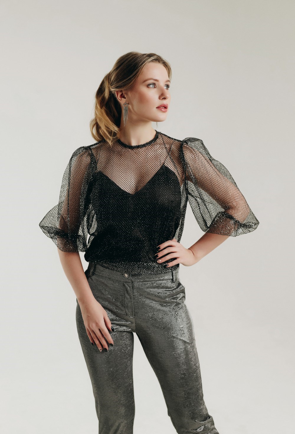 Блуза "Серебро" с топом - фото 89209