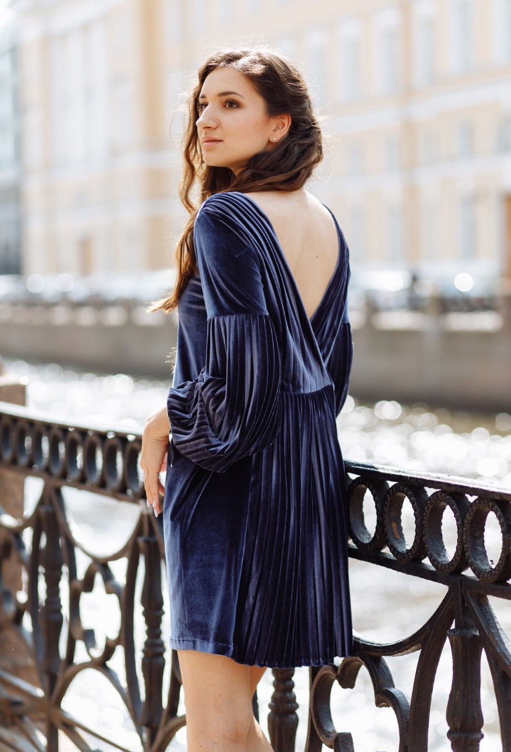 Платье бархатное сливовое «Плесе» - фото 89258