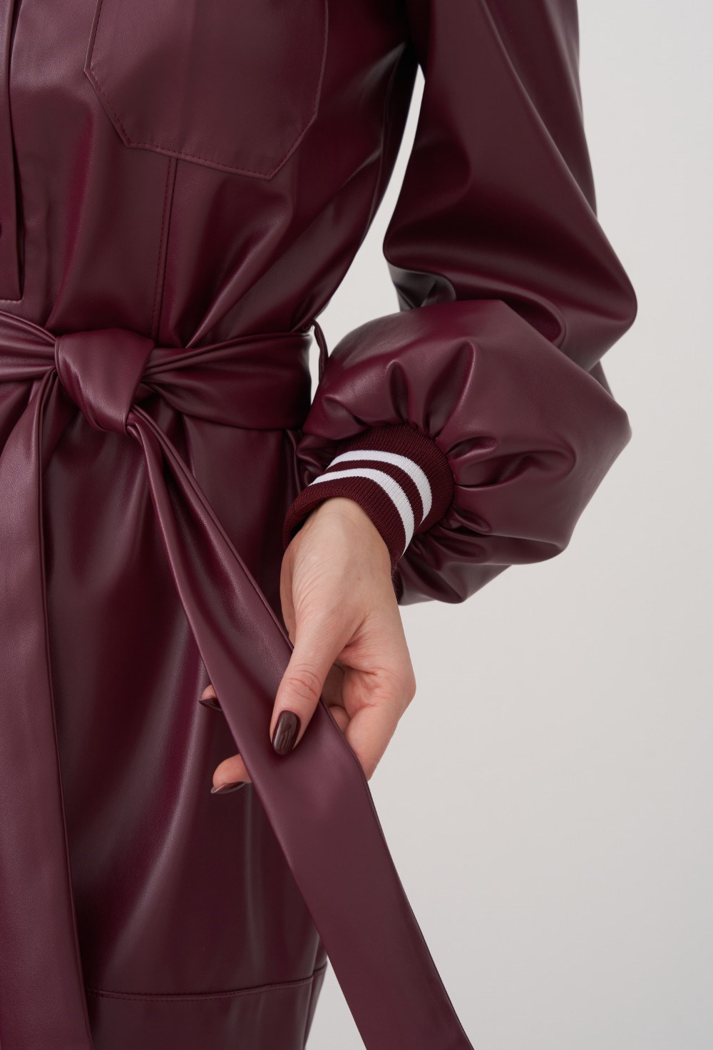 Платье рубашка из экокожи - фото 89277