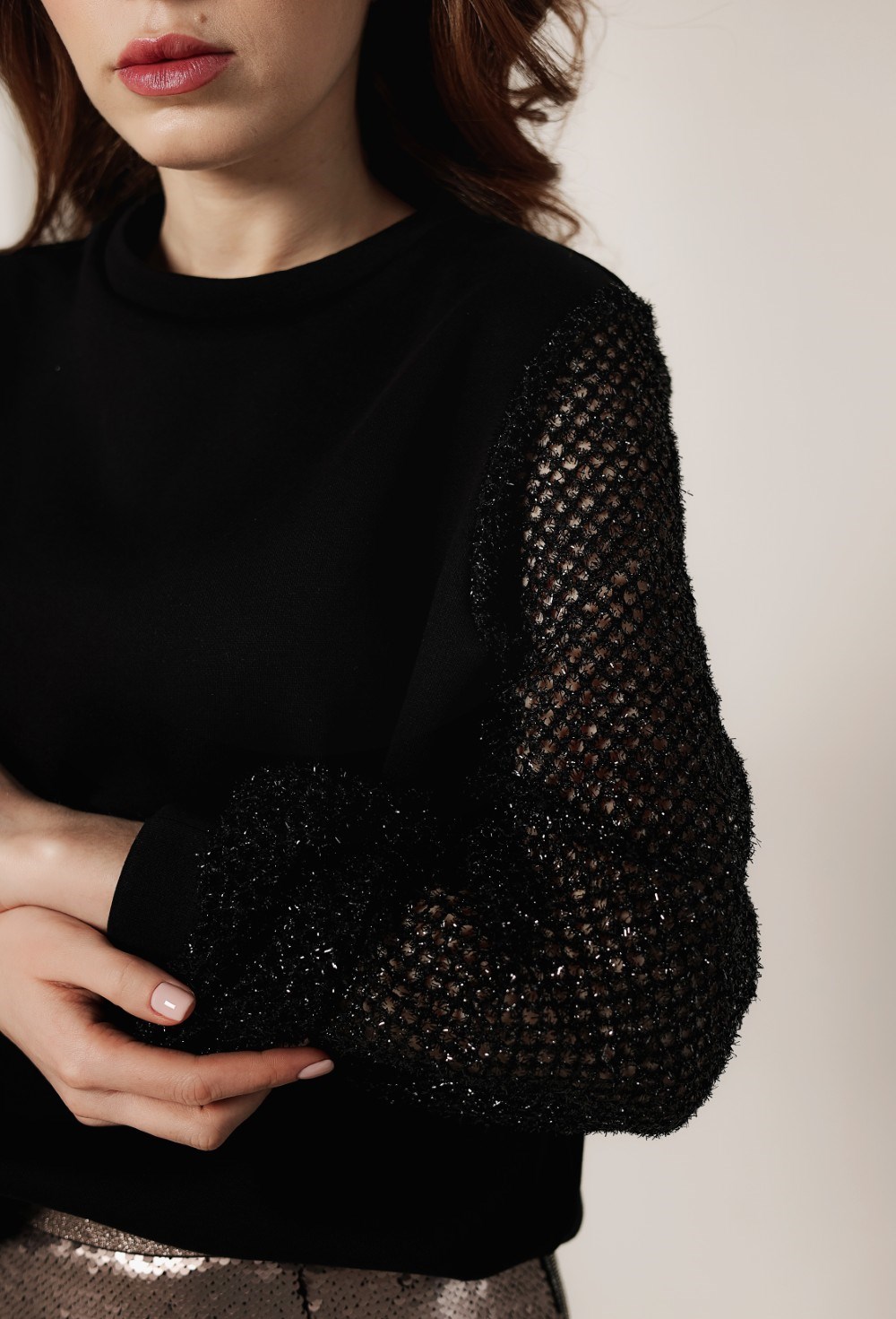 Свитшот с рукавами сетка - фото 89310