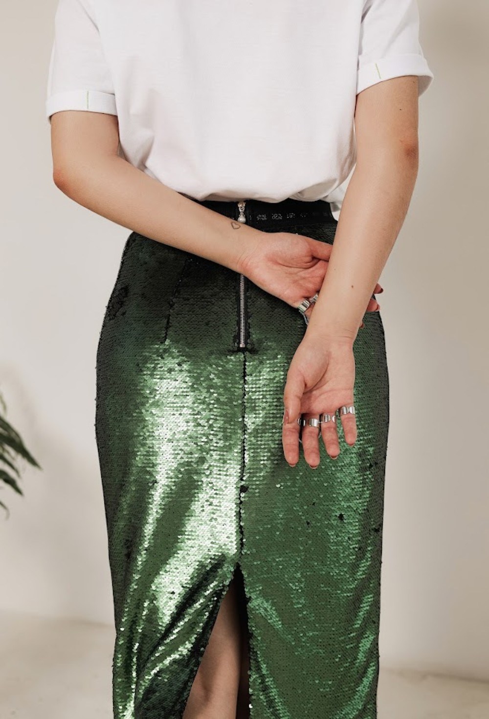 Юбка "Зеленые паетки" с ломпасами - фото 89352