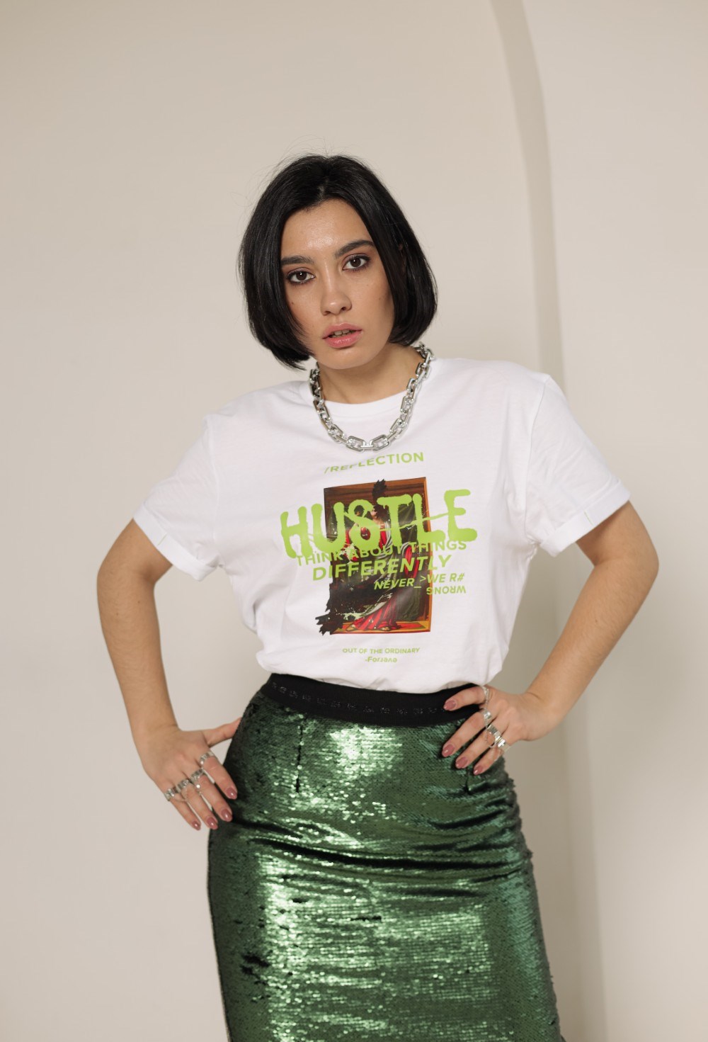 Юбка "Зеленые паетки" с ломпасами - фото 89353