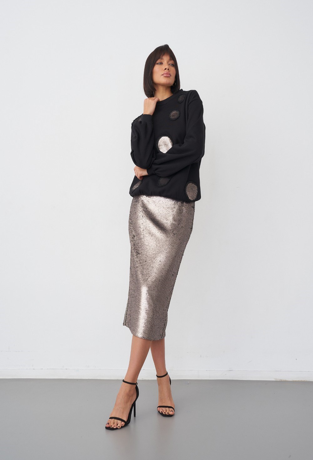 Юбка "Кофе паетки" с ломпасами - фото 89355