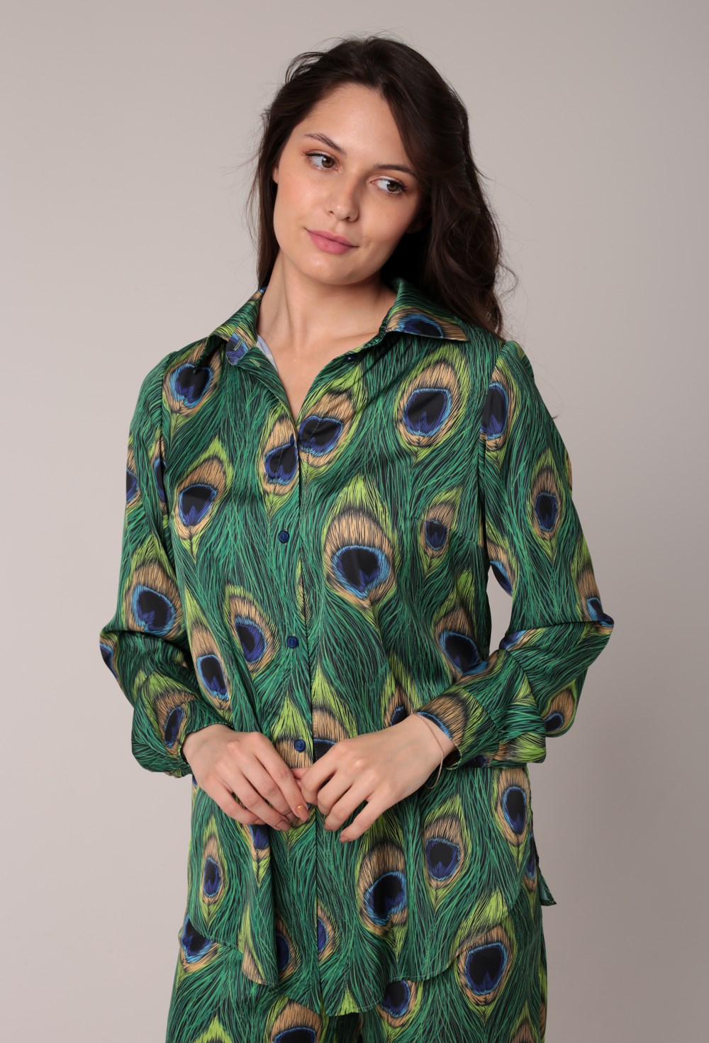 Рубашка ПРИНТ "ПАВЛИН" - фото 91090