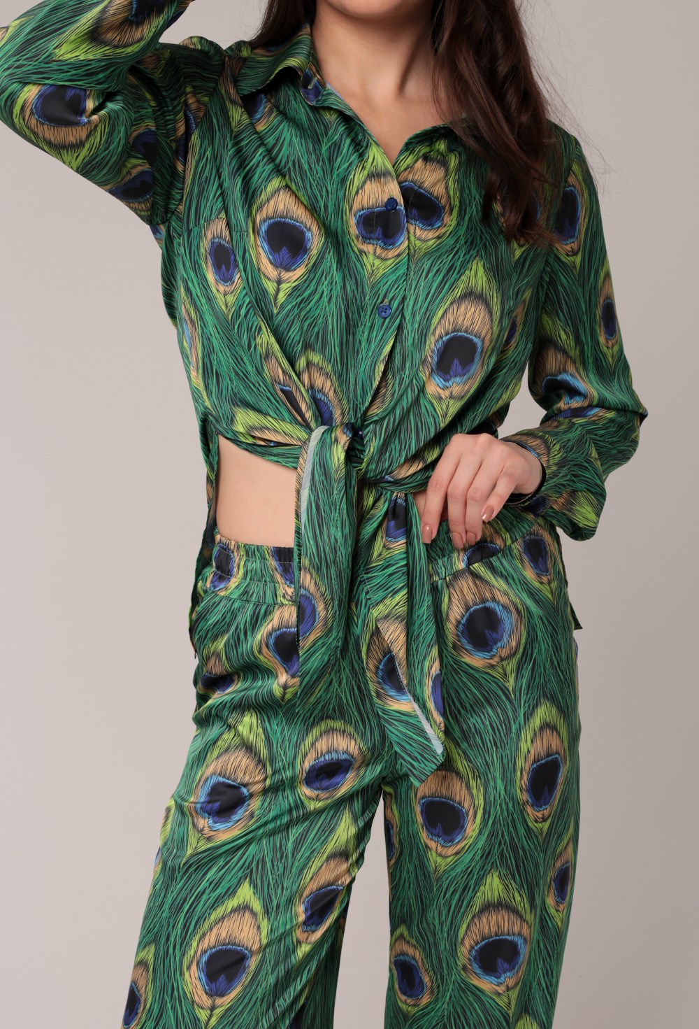 Рубашка ПРИНТ "ПАВЛИН" - фото 91093