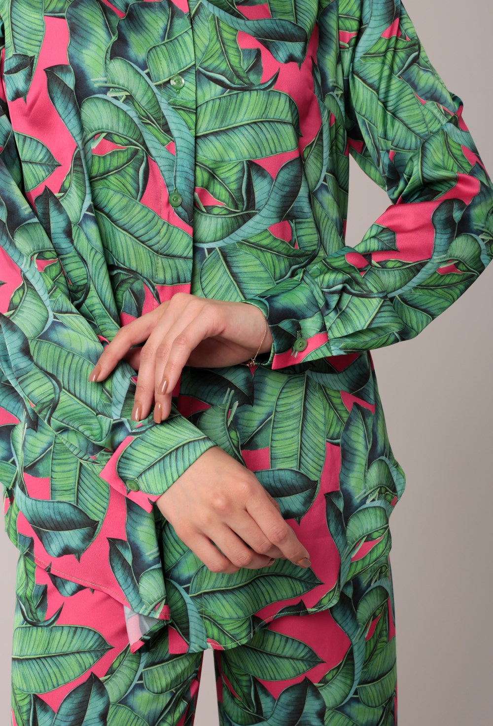 Рубашка ПРИНТ "ЛИСТЬЯ" - фото 91111