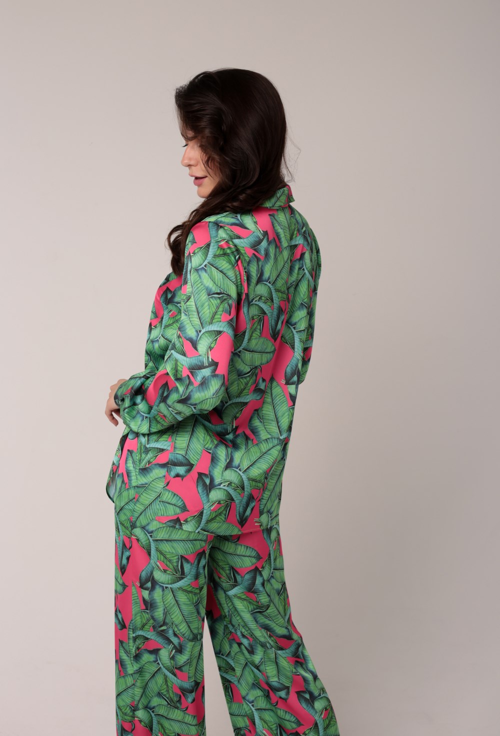 Рубашка ПРИНТ "ЛИСТЬЯ" - фото 91112