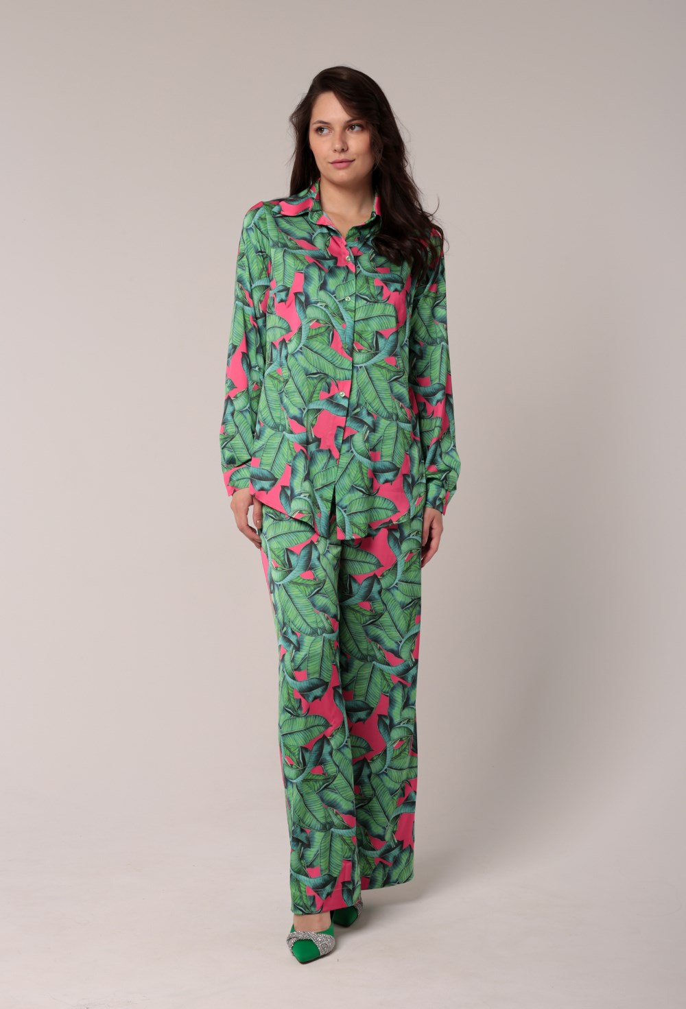 Брюки  ПРИНТ "ЛИСТЬЯ" - фото 91115