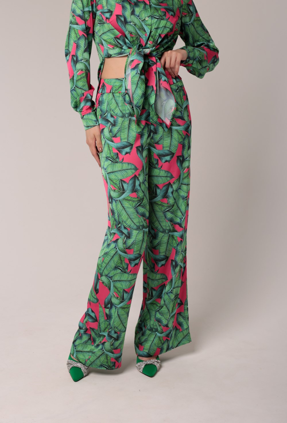 Брюки  ПРИНТ "ЛИСТЬЯ" - фото 91116