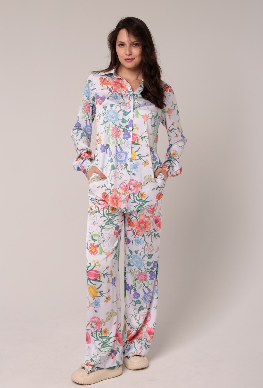 Брюки  ПРИНТ "ЦВЕТЫ" - фото 91125