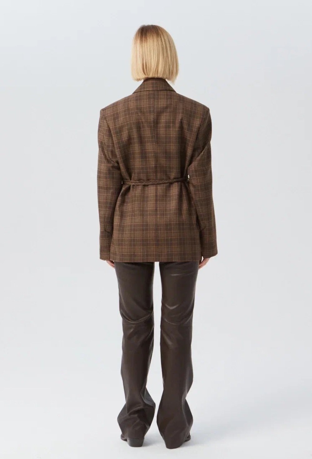 Жакет клетка с поясом - фото 91630