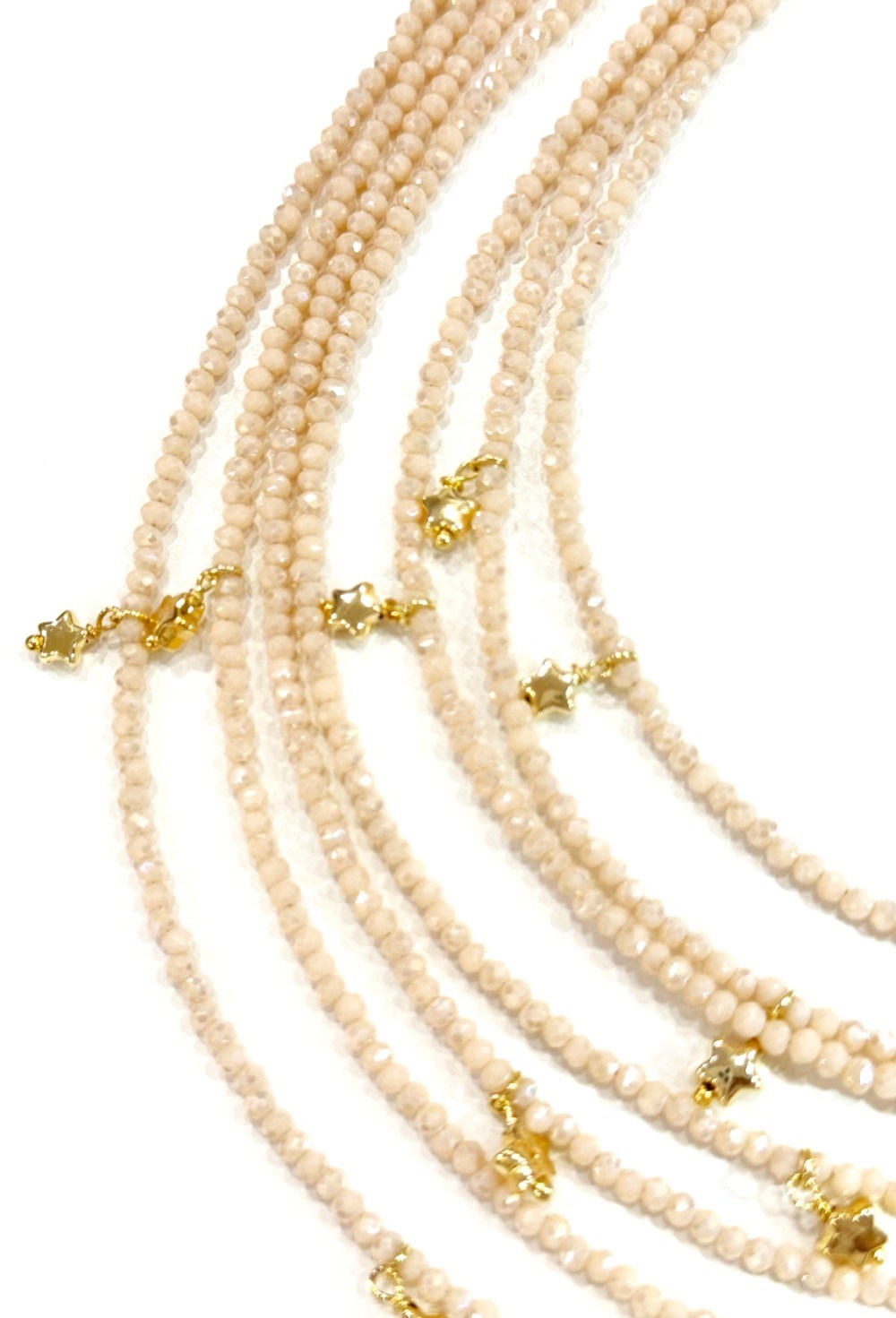 подвеска многорядная со звездами бежевая - фото 94339