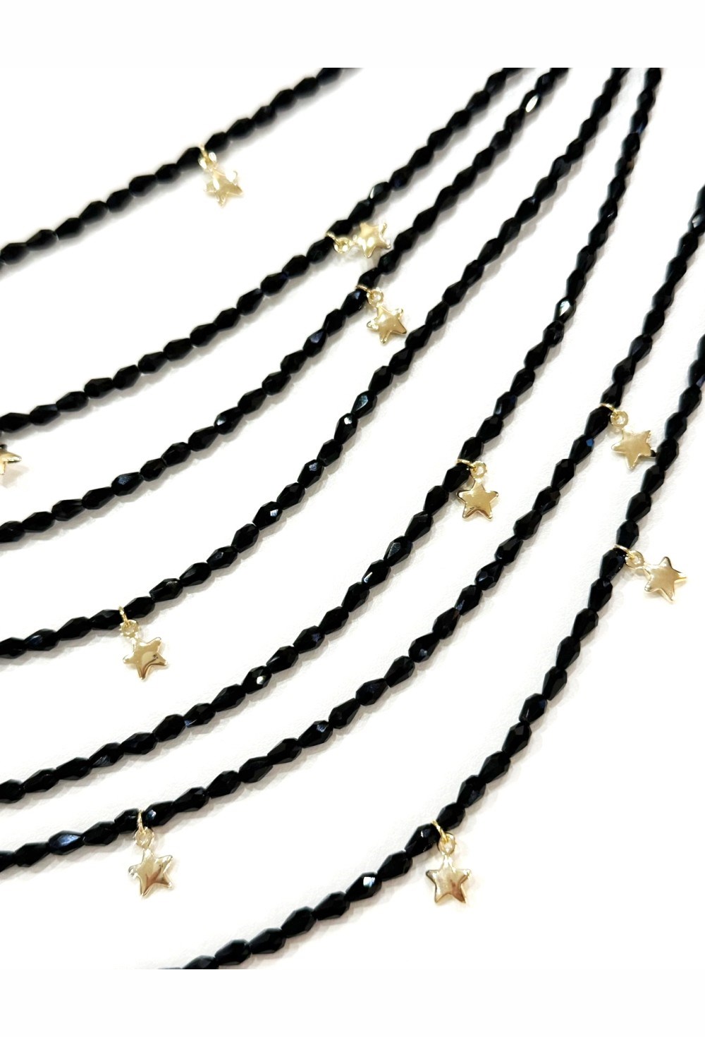 подвеска многорядная со звездами черная - фото 94349