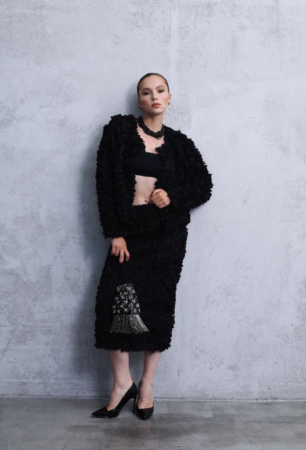 Юбка с цветами миди - фото 96453