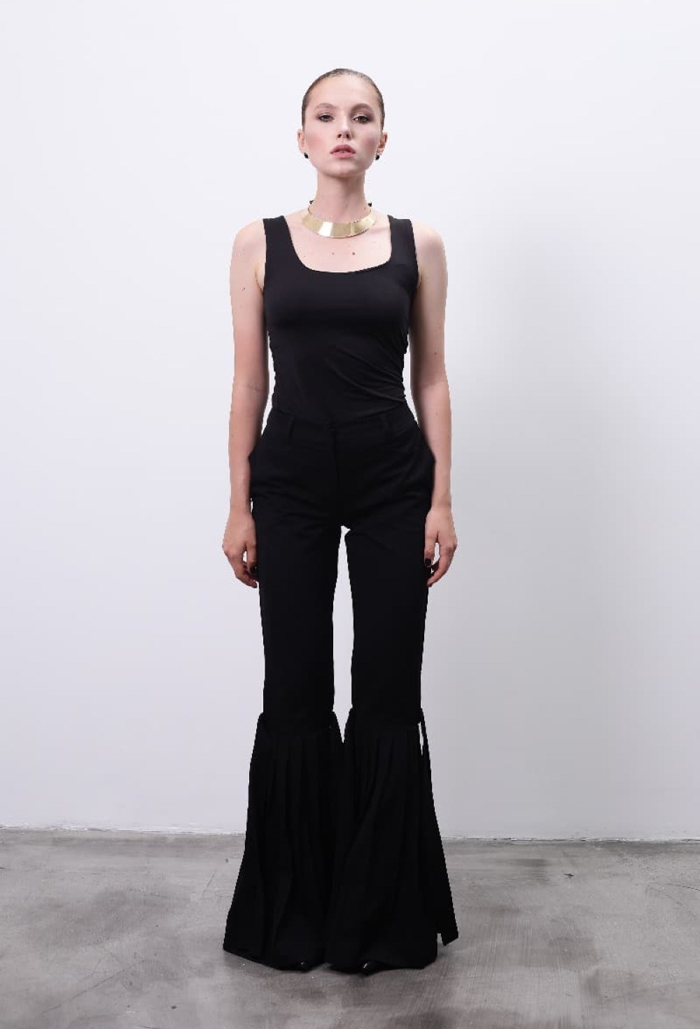 Брюки клеш с завязками - фото 96481