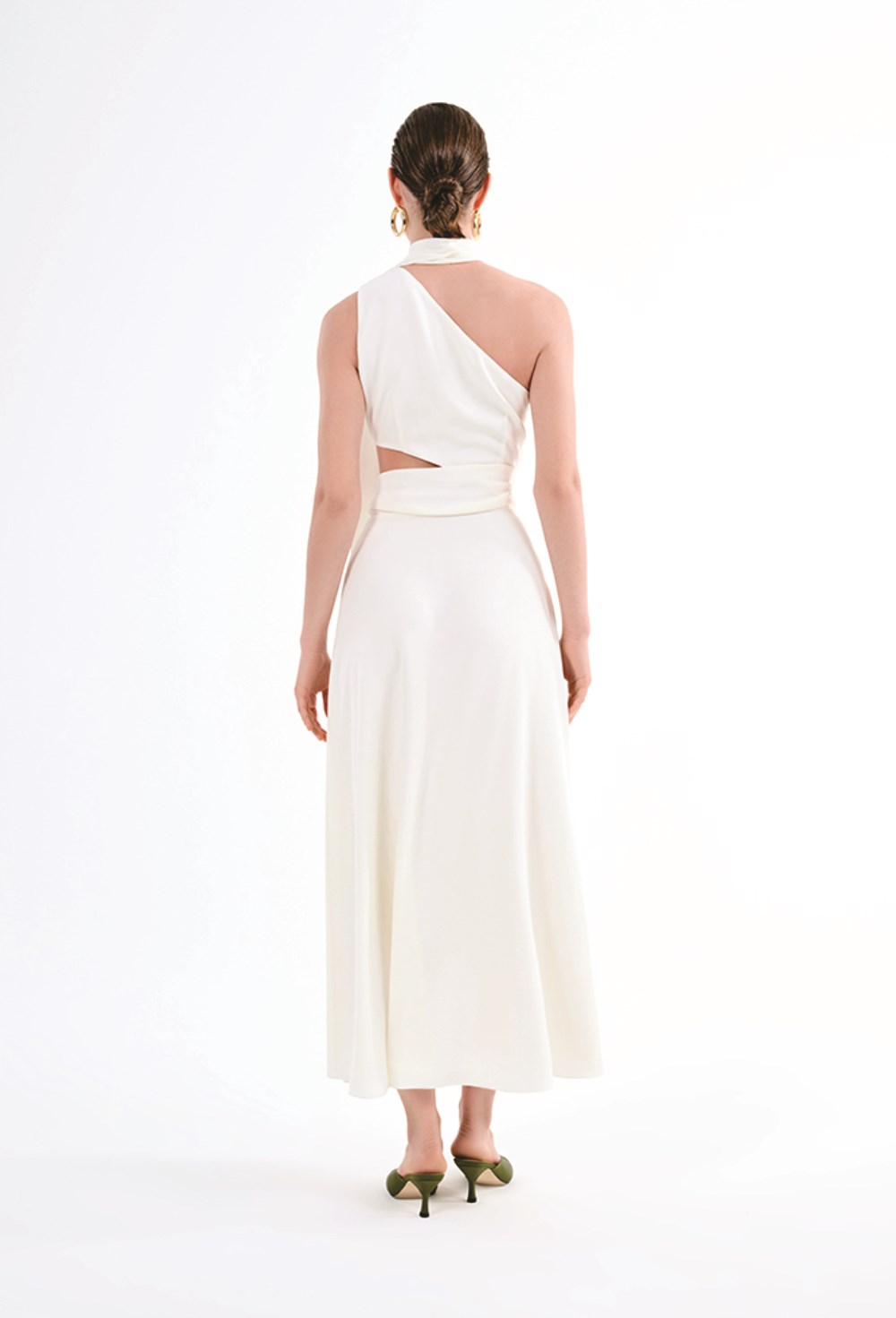 Платье асимметричное с шарфом - фото 96628