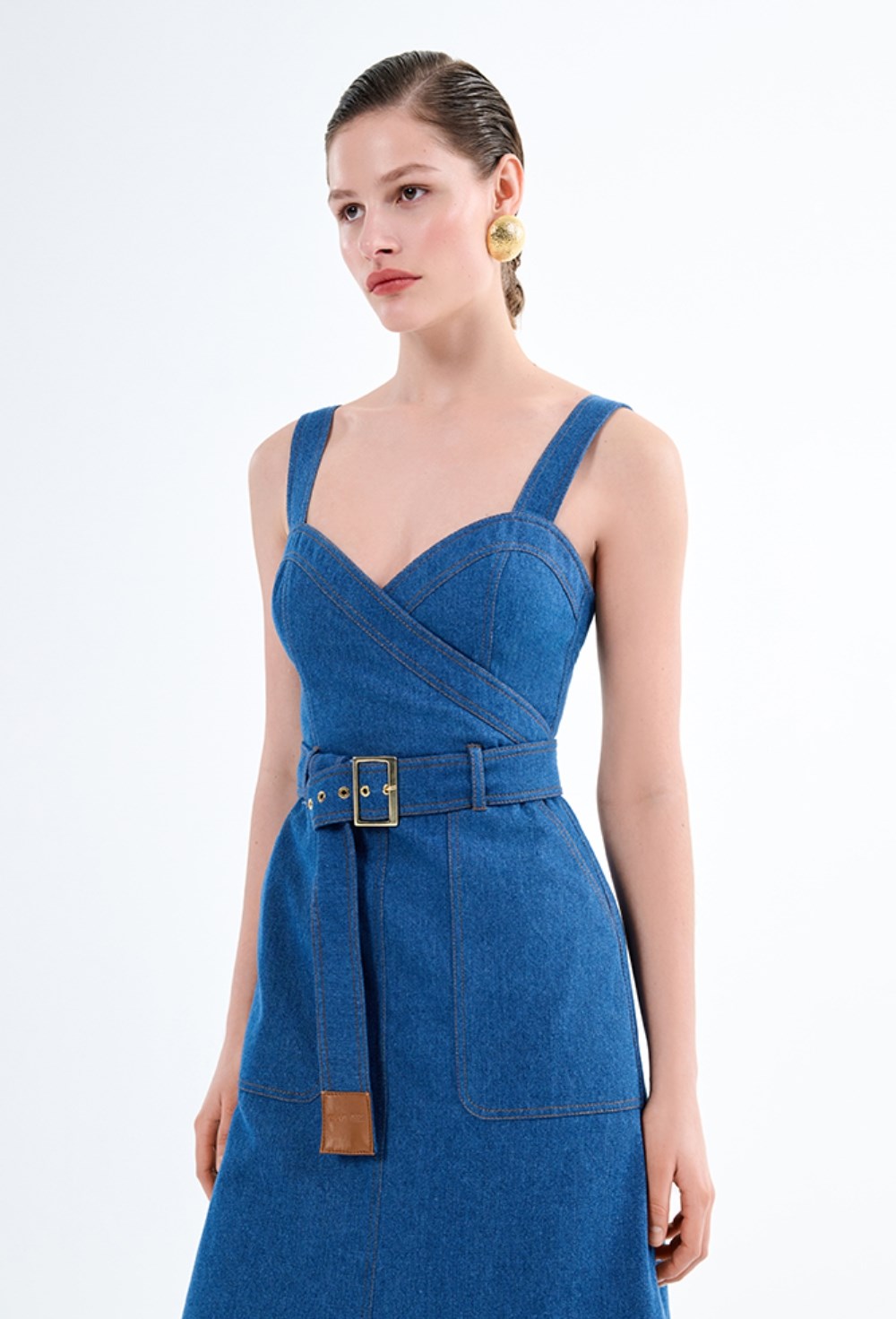 Платье-сарафан из денима - фото 96633