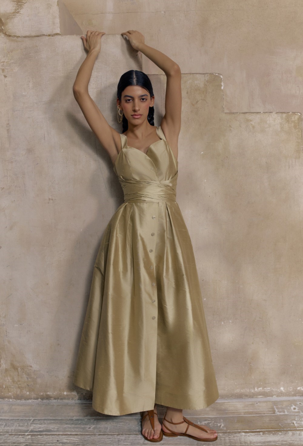 Сарафан миди с узлом на талии - фото 96669