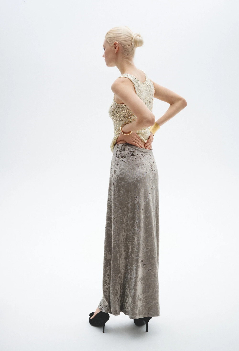 Юбка "Teatro foil" из мраморного бархата - фото 97332