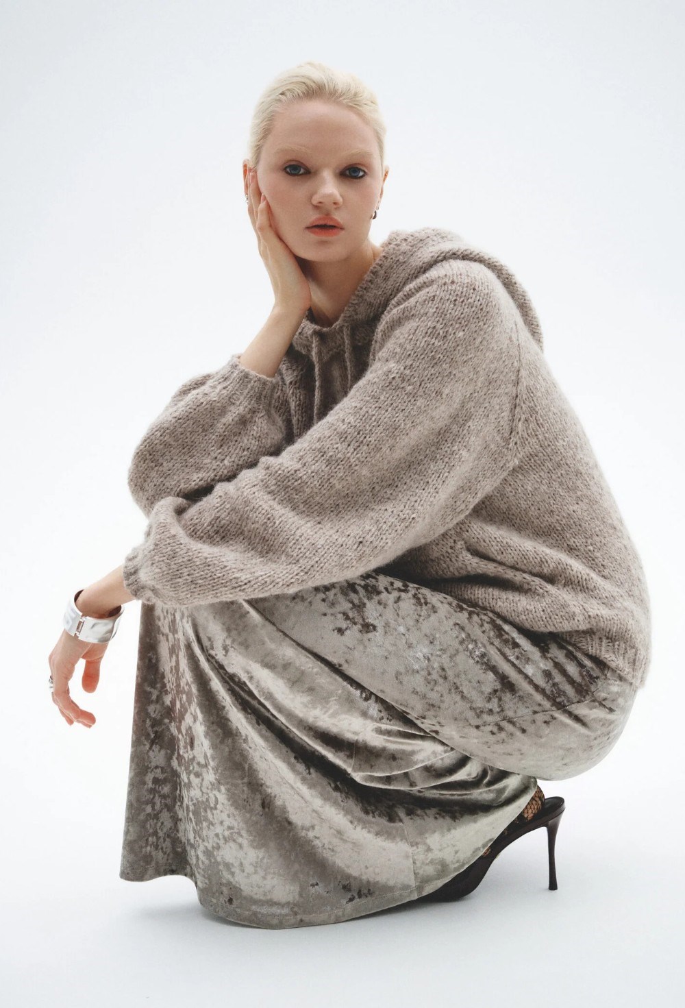 Юбка "Teatro foil" из мраморного бархата - фото 97333