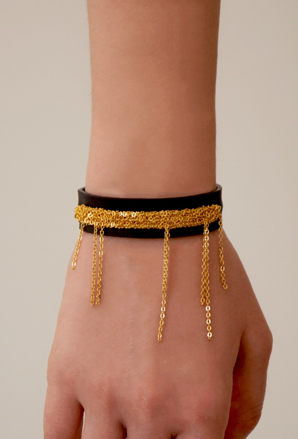 Плетенный браслет с кожей - фото 97774