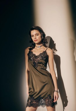 Платье-Комбинация Мини Из Крепа