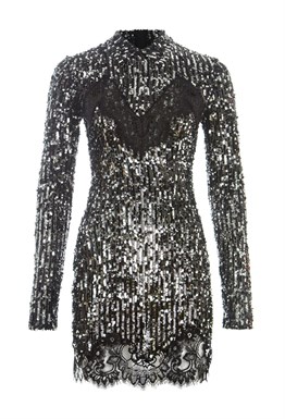 Платье В Пайетках С Воротником Поло