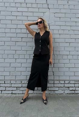 Юбка макси из мягкого твида Black