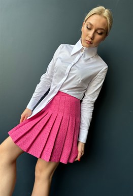Юбка-плиссе из твида «фуксия»