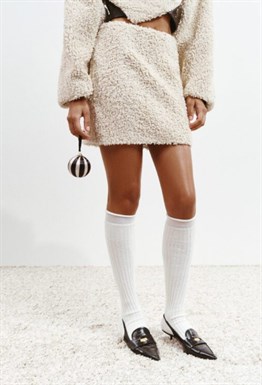 Мини-юбка с кожаными деталями