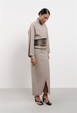 Юбка с кожаными деталями