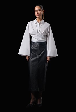 Кожаная юбка карандаш