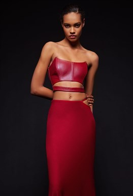 Красный кожаный корсет