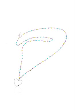 Long chain of multi colored hearts
