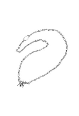 Bug Chain Rhodium Necklace