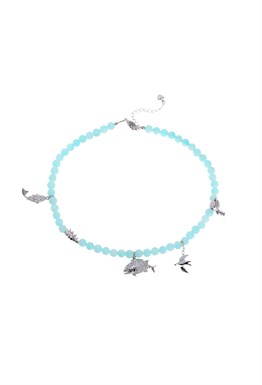 Choker made of blue amazonite
