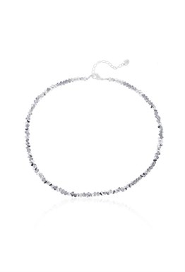Choker made of gray jewelry glass Rhodium